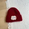 Estilo Coreano Simple y Dulce Etiqueta de Tela de Encaje Gorro de Punto Versátil Otoño e Invierno Gorro de Lana Engrosado Gorro Cálido a Prueba de Viento
