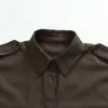 Camisa de Manga Corta a la Moda para Mujer Estilo Europeo y Americano Transfronterizo 2026 con Bolsillo Decorado y Cuello Campana Venta al por Mayor 4786038