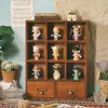 Caja de Almacenamiento Cosmético de Madera Vintage de Tres Niveles Mesa de Comedor Estilo Japonés Artículos Varios Taza Pequeña Perfume Gabinete de Almacenamiento de Madera