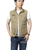 Chaleco de trabajo multibolsillos para hombre, chaleco casual para exteriores para pesca y fotografía, secado rápido, cuello alto, chaleco 2206