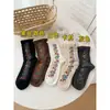 Calcetines de encaje vintage con borde de encaje y estampado floral en relieve 3D para primavera/verano, de media pantorrilla, para un look de niña joven