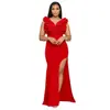 C7013 Transfronterizo Aliexpress Amazon Sitio Independiente Moda Europea y Americana Vestido Largo sin Mangas con Escote en V y Abertura Larga para Mujer