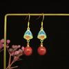 Aretes de Borla Largos Festivos Estilo Rojo Nacional de Moda Nuevo Rojo Perla Loto Accesorios Avanzados Regalo de Año Nuevo