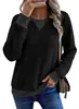 Amazon Transfronteiriça Europeia e Americana Outono e Inverno 2026 Novo Suéter Casual Feminino Patchwork Color-Block Waffle Manga Longa Camiseta