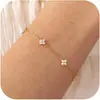 Amazon Europeo y Americano Nuevo Brazalete de Trébol de Cuatro Hojas con Circonita Dorada Brazalete Personalizado de Nicho con Forma de Corazón para Niñas Joyería Regalo