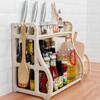 Estante para condimentos, estante de almacenamiento de cocina, estante para condimentos sin perforaciones, estante de almacenamiento, palillos, cuchillos, suministros de plástico para el hogar