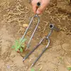 Horquilla de dos puntas diaria para jardinería, aflojar la tierra, cavar, ahorrando esfuerzo, sin dañar los sistemas radiculares, trasplantar flores y plantas, herramienta espesa para aflojar la tierra, herramienta de mano para aflojar