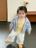 Ropa Coreana para Niñas, Conjunto de Primavera, Moda Elegante para Niñas Pequeñas Chaqueta de Cuadros, Pantalones Rectos Versátiles Casuales para Bebé