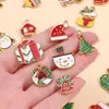 Pingente de Aço Inoxidável Desenho Papai Noel com Design de Gotejamento de Óleo, Pulseira DIY Feita à Mão, Colar, Chaveiro, Enfeite Pendente, Acessório