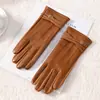 Guantes de Cuero Cálidos para Mujer Pu Para Exteriores Lindos de Invierno Forrados de Felpa A prueba de Viento para Ciclismo A Prueba de Frío para Conducir Engrosados Guantes con Pantalla Táctil