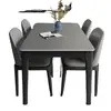 Mesa de comedor y silla italianas con placa de roca, moderna mesa de comedor para el hogar, de madera maciza, para apartamentos pequeños, ligera, de lujo, rectangular, estilo occidental.
