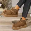 Botas de Nieve Tallas Grandes Transfronterizas para Mujer Temporada Otoño/Invierno 2026 Nuevo Terciopelo Plus Espesadas Cálidas Lazo Zapatos de Algodón de un Paso para Ponerse