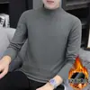 Al por mayor otoño e invierno forro polar de doble cara cuello medio-alto tejido base para hombre, ropa interior interior cálida engrosada, camiseta de manga larga