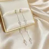 Nuevos Pendientes Largos con Borlas y Perlas Tendencia 2025 para Mujer Diseño de Nicho Coreano Pendientes de Botón Versátiles Elegantes