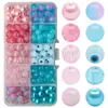 Contas redondas de doce 8MM de importação em caixa de 10 compartimentos, contas de vidro coloridas em blocos, acessórios para joias DIY, materiais para colares e pulseiras