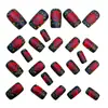 Pegatinas para Uñas Rojas de Rosa para San Valentín, de Longitud Media y Forma Cuadrada, Pegatinas de Uñas de Moda Europeas y Americanas, Removibles y Usables