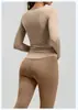 Conjunto de yoga sin costuras con cuello en V, conjunto deportivo de fitness de cintura alta elástico que levanta las caderas para correr, deportes y ciclismo