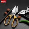 Tesoura de Cozinha Multifuncional com Cabo de Alumínio, Tesoura de Cabeça Grande para Cortar Ossos de Frango e Carne, Tesoura Doméstica de Aço Inoxidável