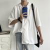 Design senso nicho camisa solta verão drapeado terno colarinho manga curta camisa masculina estilo coreano na moda na moda na moda bonito top roupas
