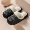 Pantuflas de Algodón para Pareja para Mujer en Invierno Interiores Antideslizantes Suela Suave Cálidas para Uso en Casa Estilo Coreano Zapatos de Postparto Pantuflas Peludas para Hombre en Invierno
