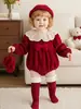 Conjunto de Primavera para Bebé Estilo Coreano Mameluco de Manga Larga para Niñas, Mameluco de Encaje Formal de Moda para Recién Nacidos