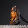 Escultura Preciosa em Madeira de Avalokiteshvara com Design de Projeção, Pingente Artesanal, Enfeite para Pendurar no Carro, Item Decorativo