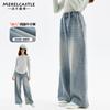 Jeans muy bonitos para niñas primavera 2025 nuevos pantalones de pierna ancha para escuela secundaria pantalones sueltos para niñas primavera y otoño