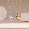 Collar Colgante de Acero de Titanio con Circonita Incrustada de Nuevo Estilo Europeo y Americano de Venta Caliente para Mujer Elegante Cadena Geométrica para Clavícula Joyería Versátil para el Trabajo