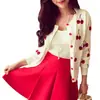Cardigan largo de punto con bordado de cerezas, cuello redondo, estilo coreano, nuevo para Primavera y Otoño 2020, abrigo para mujer, venta al por mayor