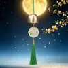 Flores y luna llena para el Festival de Medio Otoño, colgante de campana de palacio de conejo de jade, adorno colgante de borla hecho a mano DIY, carillón de viento para coche, accesorio colgante de decoración navideña