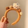 Horquilla de lana de cordero para otoño e invierno, con forma de oso, grande, de peluche, con forma de boca de pato, para lavar el cabello, accesorio para el flequillo lateral de niña.