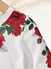 Comércio Exterior Roupas Infantis Primavera e Outono Vestido de Bebê Estiloso Retrô Estampa de Rosa Vermelha Amigo da Pele Respirável Gola Redonda Manga Longa Vestido Infantil