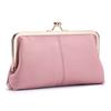 Bolso de mano largo con clip de moda simple de cuero genuino, nueva billetera de piel de vaca de primera capa, bolso de almacenamiento dorado con boca, gran capacidad