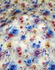 Tela de Algodón y Seda Estampada Digitalmente de Verano, Tela Suave de Algodón y Seda con Estampado Floral de Plantas para Pijama, Tela de Algodón Artificial Multicolor