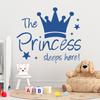 Adesivos de parede com slogan de princesa coroada de rosa, adesivos de parede decorativos para quarto infantil, adesivos autoadesivos