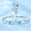 Pulseira de Trevo de Quatro Folhas Feminina Prata 925 520 Dia dos Namorados Joia de Mão Tanabata para Namorada Mãe Presente de Aniversário