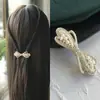 2024 Grampo de Cabelo de Liga com Strass Franja Lateral Presilha de Mola Estilo Coreano Clipe Superior Feminino Acessório de Cabelo Laço Fresco e Doce
