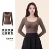 Top Cálido de Manga Larga para Mujer con Autocalentamiento de Grafeno Tejido Cepillado por Ambos Lados Almohadillas para Sujetador Incorporadas No Necesita Usar Ropa Interior Camiseta de Capa Base