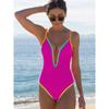 Traje de Baño Bikini para Mujer Nuevo Estilo Transfronterizo Hueco Ajustado Sin Espalda Sexy Color Sólido Empalmado de Una Pieza