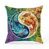 Funda de cojín cuadrada, diseño de mandala, adecuada para dormitorio, sala de estar, respaldo de sofá o almohada para siesta en el coche; relleno de almohada no incluido