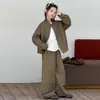 Conjunto de Otoño 2026 Estilo Coreano para Niñas: Chaqueta de Moda para Niñas, Pantalones de Hoz para Exteriores, Pantalones de Pierna Ancha Adelgazantes