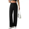 Calça Feminina Casual Confortável de Cintura Alta, Cor Sólida, Novo Estilo Europeu e Americano, para Trabalho, Deslocamento, Perna Larga, Elegante, Reta, Longa