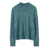 Suéter 100% cachemira pura para mujer, nuevo estilo otoño e invierno, jersey de punto trenzado con cuello redondo, corte holgado, color liso, manga larga, camiseta básica
