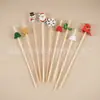 Pinchos de Fruta Navideños Palillos Desechables de Bambú Papá Noel Tenedores de Fruta Copos de Nieve Muñeco de Nieve Reno 100 Piezas/Paquete