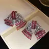 Pendientes de plata con diseño de lazo y circonitas, estilo europeo y americano exagerado, pendientes de moda y exquisitos, sensación de lujo ligero y alta gama, venta al por mayor
