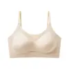 Base de maquillaje líquida para mujer con textura de piel de bebé, sin costuras, con sensación nude, copas fijas invisibles, tirantes finos, diseño de espalda cruzada y efecto push-up
