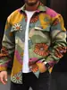 Nueva Chaqueta Casual Estampada para Hombre con Cuello, Estampado Digital 3D de Patrón Multicolor Personalizado para Primavera y Otoño