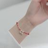 Prata S925 Sino Estilo Japonês e Coreano Fresco Simples Pulseira Push-Pull DIY Pulseira Tecida Joias Atacado C0406