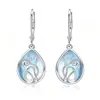 Pendientes de borla azules, ear cuffs de circón de alta gama de nicho de lujo ligero, pendientes ovalados geométricos creativos, a la moda y versátiles
