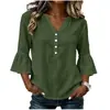 2026 Amazon Transfronterizo Europeo y Americano Algodón y Lino Estilo Francés Suave Manga de Campana Holgada Casual Camisa Top para Mujer